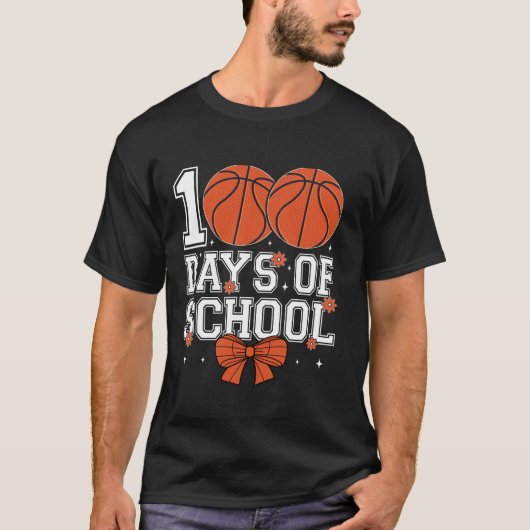 100日のスクールバスケットボールコケット弓100th D Tシャツ (正面)