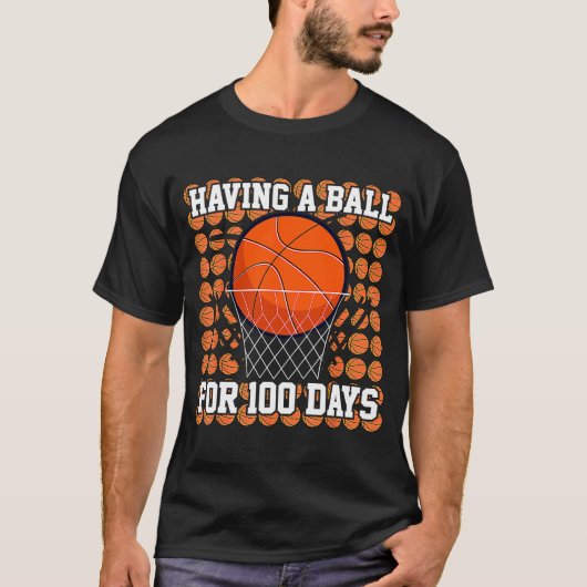 100日のスクールバスケットボール100日目のボール Tシャツ (正面)