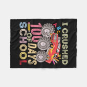 100日のスクールモンスタートラックを粉砕100日目 フリースブランケット (正面(横))