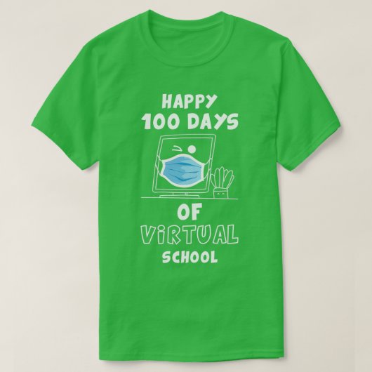 100日のバーチャルおもしろいスクール先生 Tシャツ (デザイン正面)