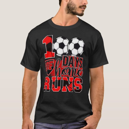 100日のホームサッカー走選手のコーチ先生 Tシャツ (正面)