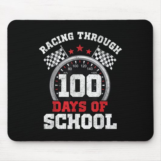 100日のレーシングスクールレースカー100D マウスパッド (正面)