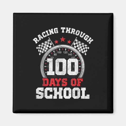100日のレーシングスクールレースカー100D マグネット (正面)