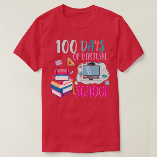 100日の仮想スクール先生または学生ギフト Tシャツ (デザイン正面)