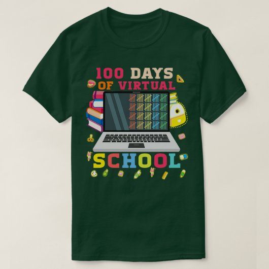 100日の仮想スクール先生または学生ギフト Tシャツ (デザイン正面)
