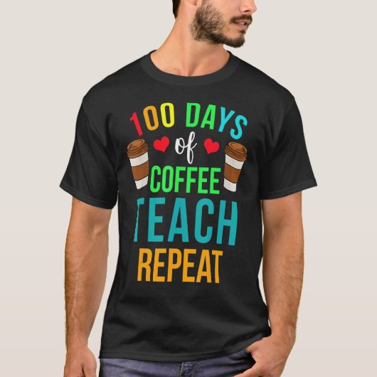 100日の先生、コーヒーメンズW Tシャツ (正面)