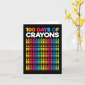 100日の女の子のためのクレヨンSの100th Day カード (黄色い花)