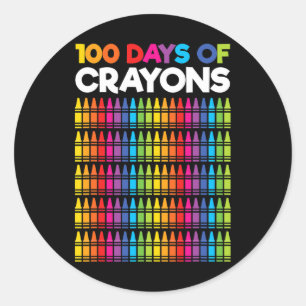 100日の女の子のためのクレヨンSの100th Day ラウンドシール