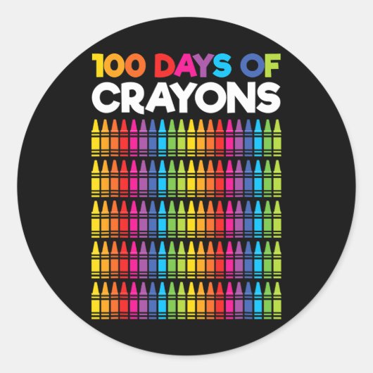 100日の女の子のためのクレヨンSの100th Day ラウンドシール (正面)