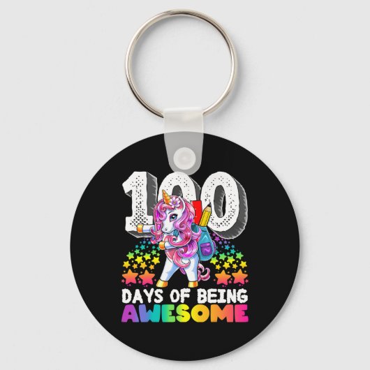 100日の女の子のための学校のUnicorn贈り物 キーホルダー (正面)