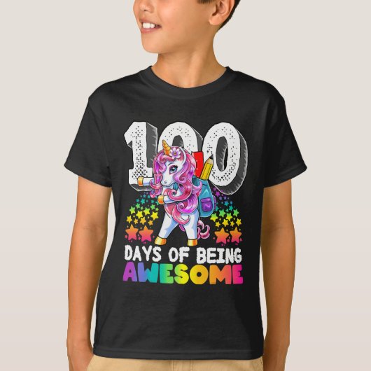 100日の女の子のための学校のUnicorn贈り物 Tシャツ (正面)