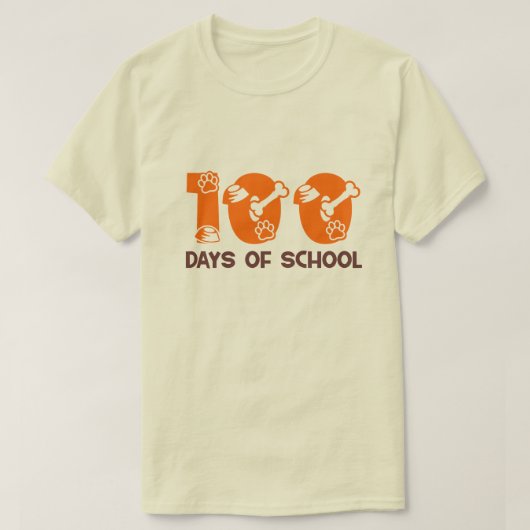 100日の学校おもしろい犬骨 Tシャツ (デザイン正面)