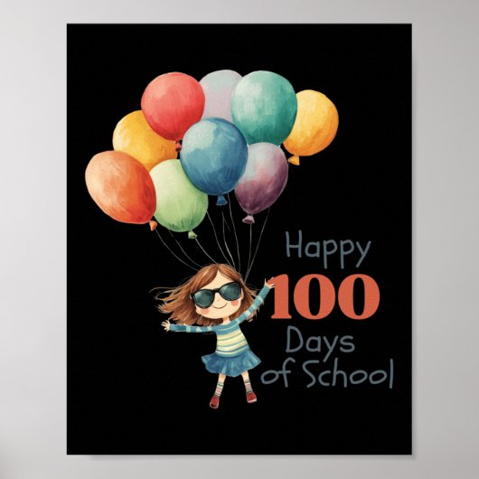 100日の学校お祝い衣装のための女の子&A ポスター (正面)