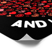 100日の学校かわいいハートハッピー100日 ポスター (角)