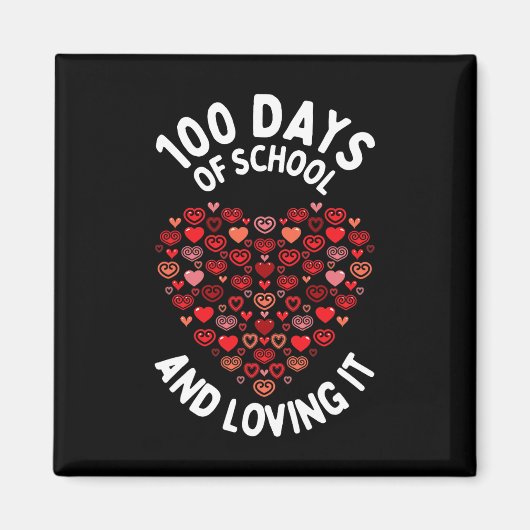 100日の学校かわいいハートハッピー100日 マグネット (正面)