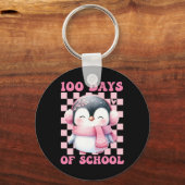 100日の学校かわいいペンギンとCkpack学校 キーホルダー (正面)