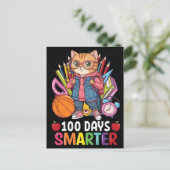 100日の学校かわいい猫の子猫ガールズキッズ2025 ポストカード (スタンド正面)