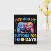 100日の学校で先生のボタンを押す カード (黄色い花)