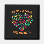 100日の学校と先生とのItハートの愛 マグネット (正面)