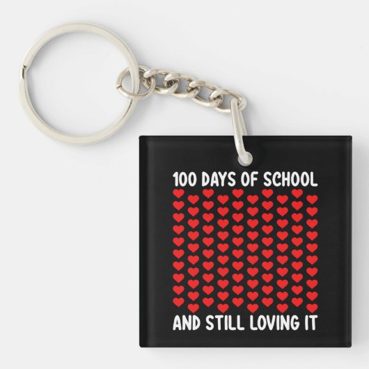 100日の学校と愛し続けるハート愛 キーホルダー (正面)