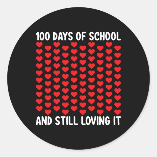 100日の学校と愛し続けるハート愛 ラウンドシール (正面)