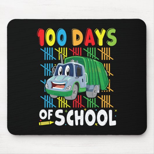 100日の学校のアパレルのゴミ教え車 マウスパッド (正面)