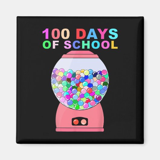 100日の学校のグムボールマシンテ子供へーシュ マグネット (正面)