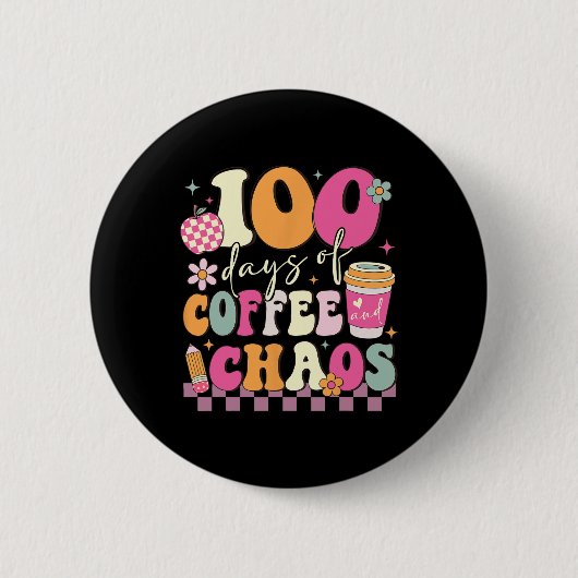 100日の学校のコーヒー愛好家100th日Schooo 缶バッジ (正面)