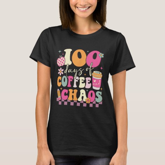 100日の学校のコーヒー愛好家100th日Schooo Tシャツ (正面)