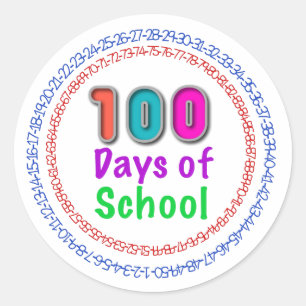 100日の学校のステッカー ラウンドシール