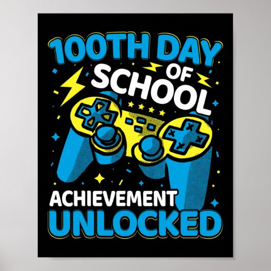 100日の学校のビデオゲームコントローラ少年の女の子 ポスター (正面)
