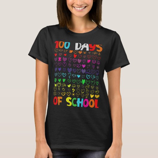 100日の学校の先生子供の学生少年の女の子1 Tシャツ (正面)