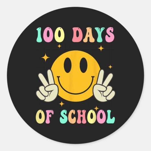 100日の学校の先生子供100thの日 ラウンドシール (正面)