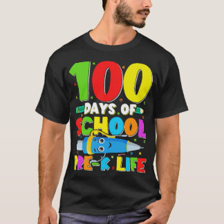 100日の学校の前の生活のおもしろい100日のsc tシャツ