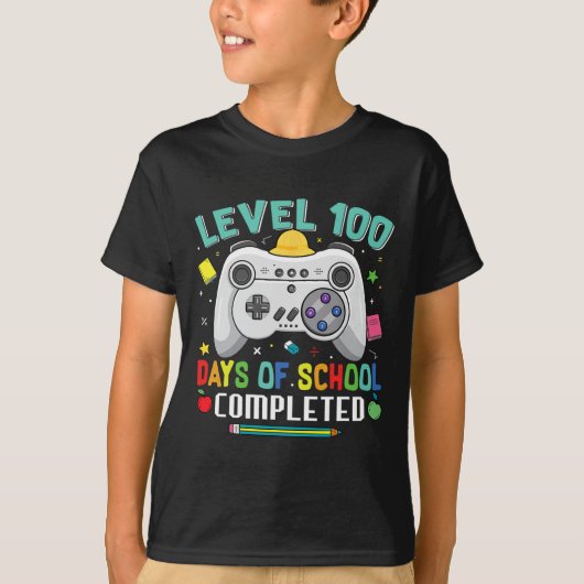 100日の学校の完成ゲーマー子供たち100th tシャツ (正面)