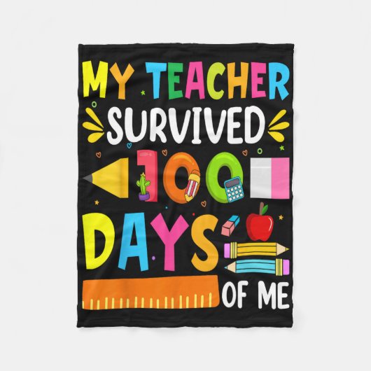 100日の学校の少年の女の子の先生ギフトフー フリースブランケット (正面)