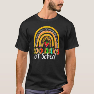 100日の学校の幸せ100日レインブ Tシャツ