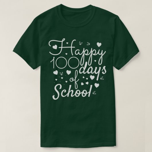 100日の学校の幸せ100日 おもしろい Tシャツ (デザイン正面)