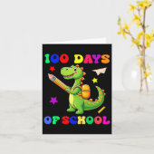 100日の学校の恐竜の幼稚園おもしろいデザイン カード (黄色い花)