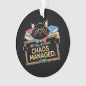 100日の学校の方法おもしろい先生生き延び オーナメント (正面)