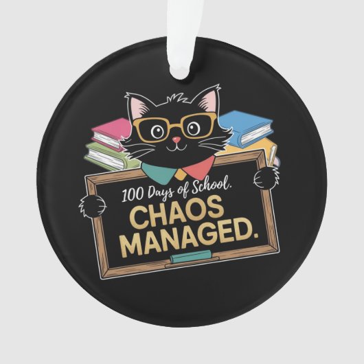 100日の学校の方法おもしろい先生生き延び オーナメント (正面)
