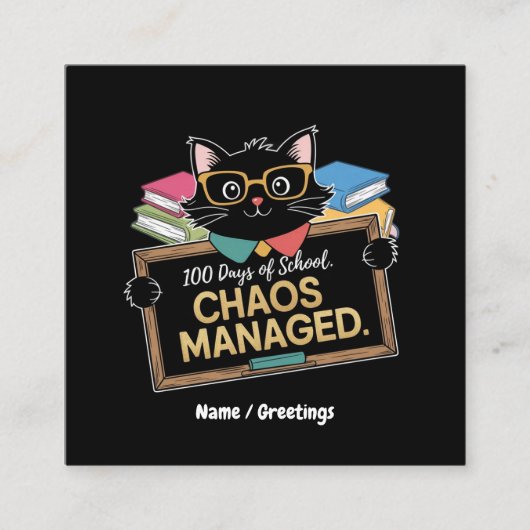 100日の学校の方法おもしろい先生生き延び スクエア名刺 (正面)