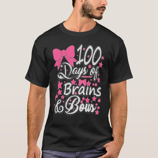100日の学校の脳と弓の女の子100t tシャツ (正面)