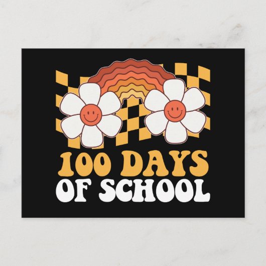 100日の学校の花レインボーグルービーレトロ ポストカード (正面)