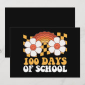 100日の学校の花レインボーグルービーレトロ 招待状 (正面/裏面)