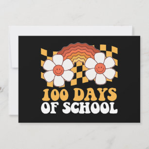 100日の学校の花レインボーグルービーレトロ 招待状