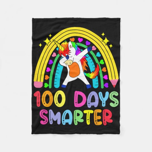 100日の学校の虹100日目の少年 フリースブランケット (正面)