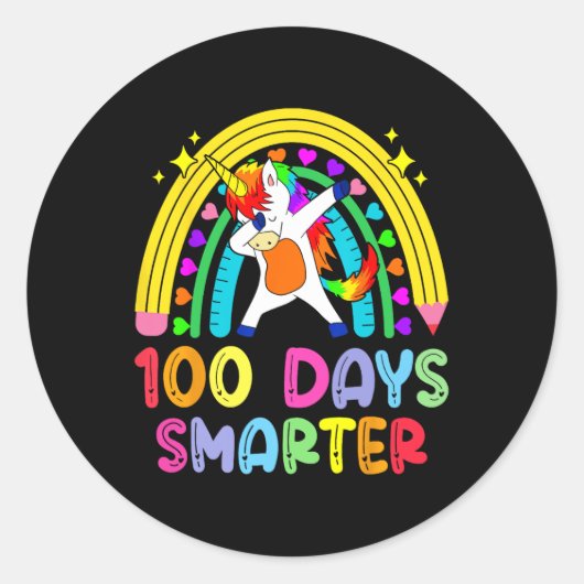 100日の学校の虹100日目の少年 ラウンドシール (正面)