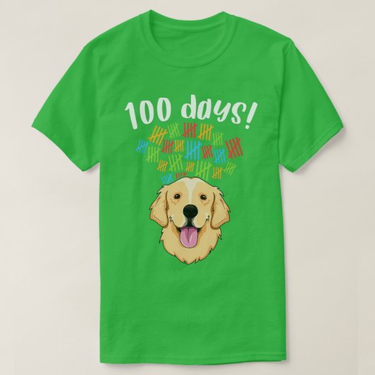 100日の学校の衣装の男の子の女の子犬ゴールデン Tシャツ (デザイン正面)