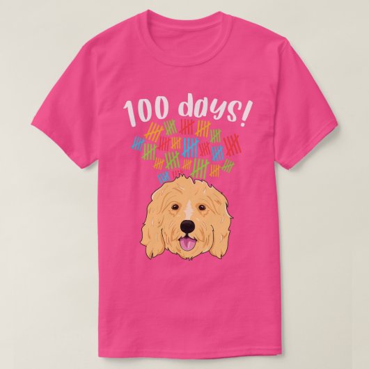 100日の学校の衣装の男の子の女の子犬ドードル1 Tシャツ (デザイン正面)